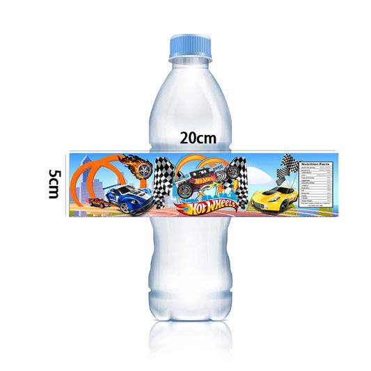 Hot Wheels Car Water Bottle Wraps Labels Birthday Labels Stickers Personalized Kids Birthday Party Decoration