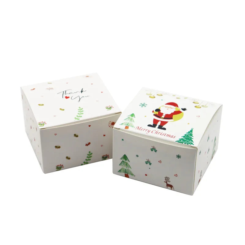 35Pcs/Lot 9x9x6cm Xmas Gift Paper Box Christmas Decoration For Home Guests Cookies Packing Party Supplies