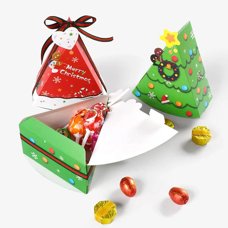 6pcs Christmas Tree Shape Candy Gift Box cake shape Cookie Snack Baking Packaging Box Xmas Treat Party Favors 2025 New Year