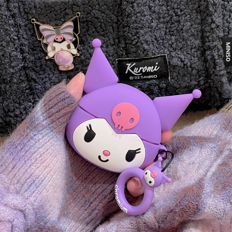 Big Head Kuromi Suitable For Airpods Protective Case 2 Cute Apple Wireless Bluetooth 3rd Generation Pro Headset Silicone