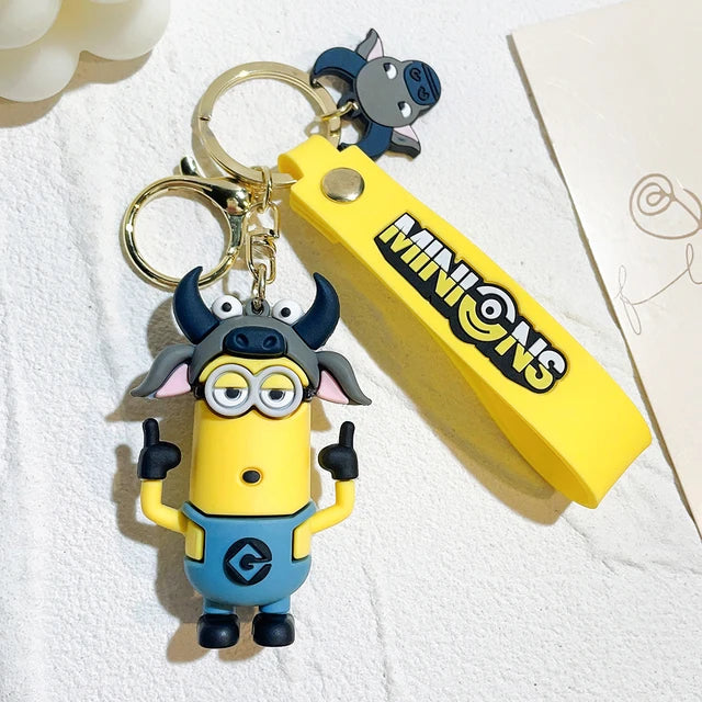 Anime Minions Keychain12 Chinese Zodiac Series Cute Cartoon Child Toy Key Ring School Bag Car Key Accessories Gift