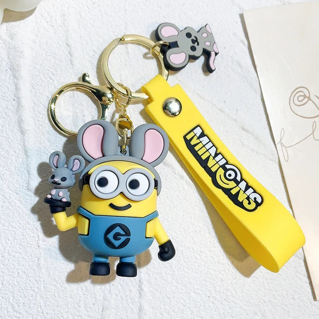 Anime Minions Keychain12 Chinese Zodiac Series Cute Cartoon Child Toy Key Ring School Bag Car Key Accessories Gift