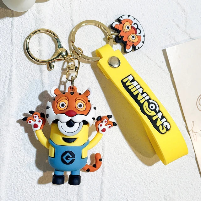 Anime Minions Keychain12 Chinese Zodiac Series Cute Cartoon Child Toy Key Ring School Bag Car Key Accessories Gift