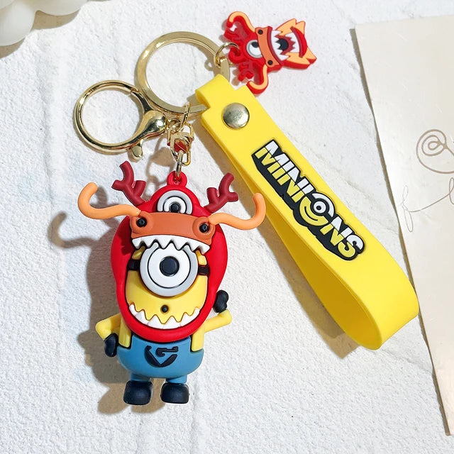 Anime Minions Keychain12 Chinese Zodiac Series Cute Cartoon Child Toy Key Ring School Bag Car Key Accessories Gift