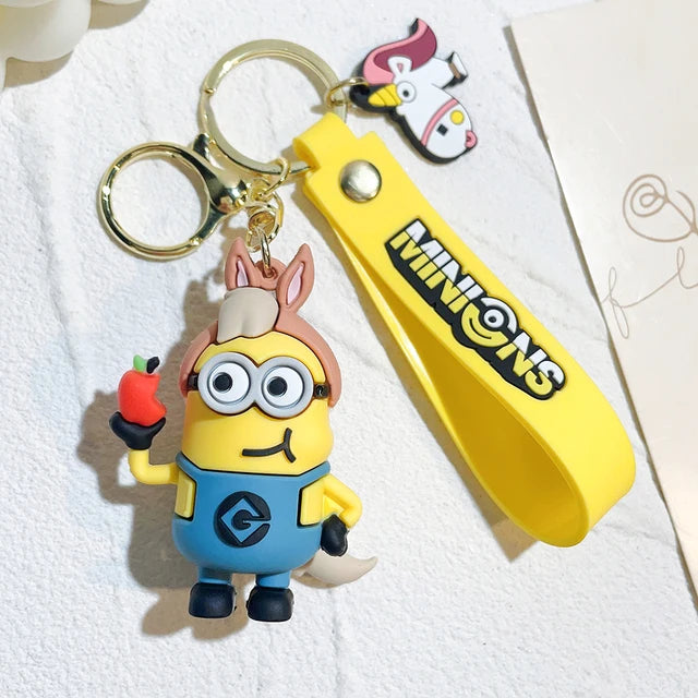 Anime Minions Keychain12 Chinese Zodiac Series Cute Cartoon Child Toy Key Ring School Bag Car Key Accessories Gift