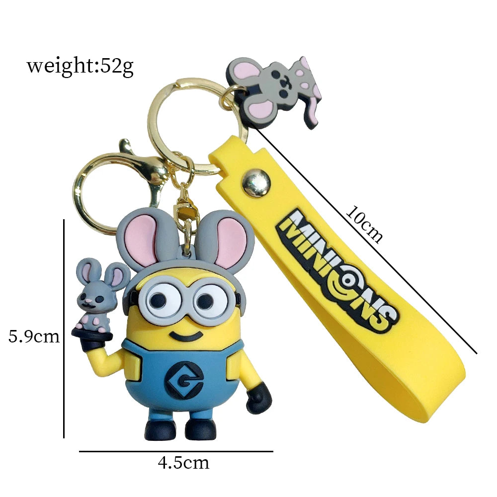 Anime Minions Keychain12 Chinese Zodiac Series Cute Cartoon Child Toy Key Ring School Bag Car Key Accessories Gift