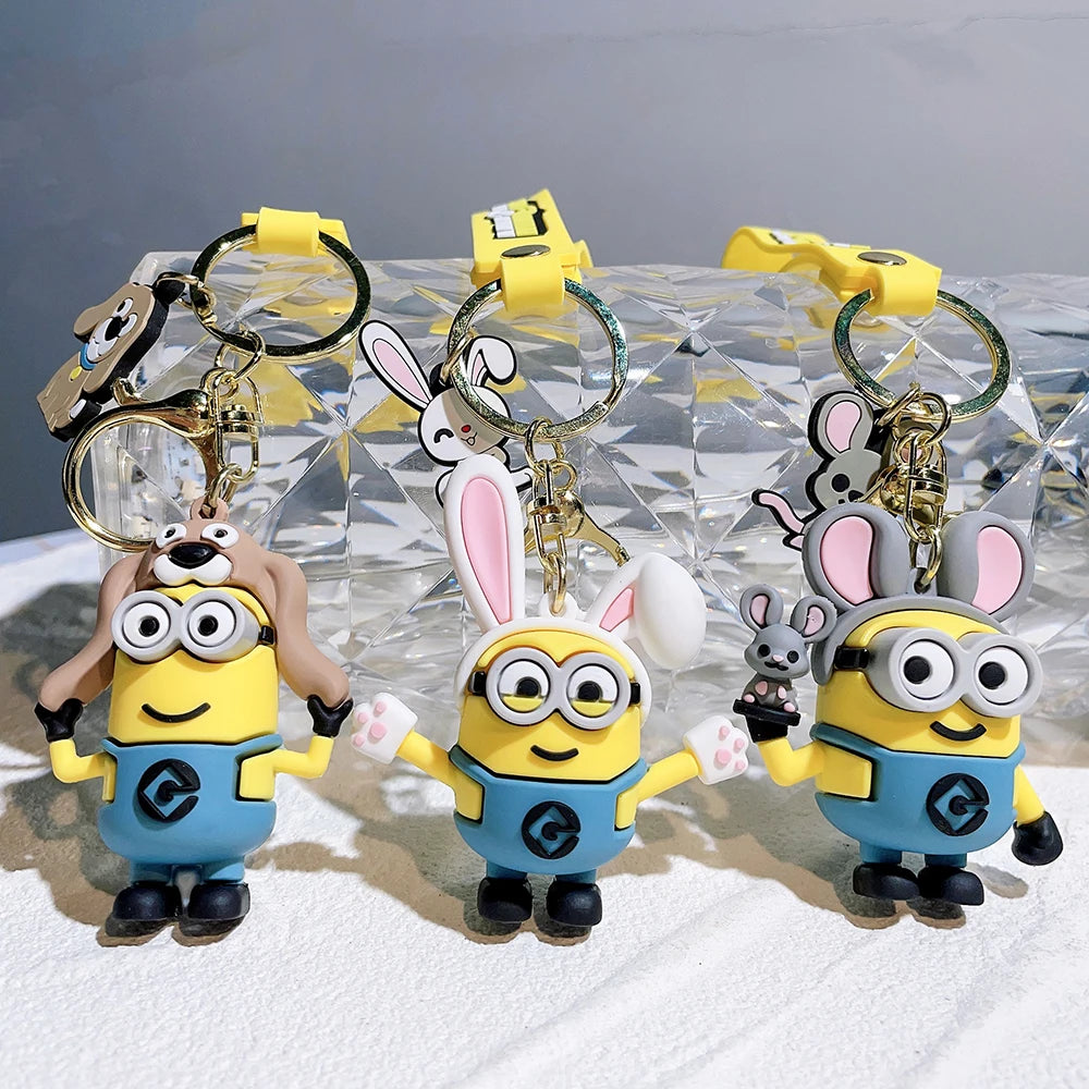 Anime Minions Keychain12 Chinese Zodiac Series Cute Cartoon Child Toy Key Ring School Bag Car Key Accessories Gift