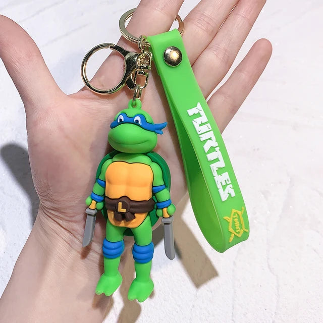 Anime Ninja Turtle Figure Keychain Teenage Mutant Ninja Turtles Raphael Donatello Doll Keyring Car Key Bag Ornament Gift