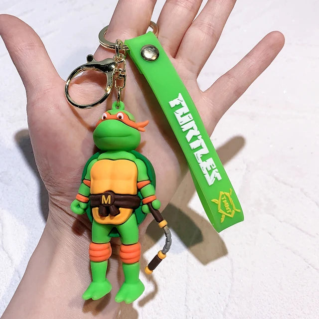 Anime Ninja Turtle Figure Keychain Teenage Mutant Ninja Turtles Raphael Donatello Doll Keyring Car Key Bag Ornament Gift