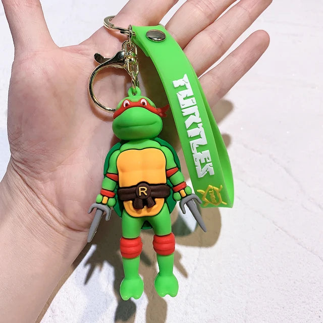 Anime Ninja Turtle Figure Keychain Teenage Mutant Ninja Turtles Raphael Donatello Doll Keyring Car Key Bag Ornament Gift