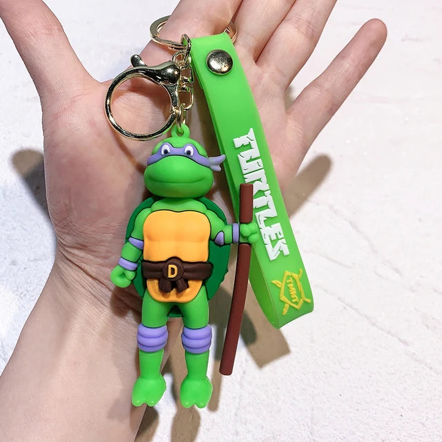 Anime Ninja Turtle Figure Keychain Teenage Mutant Ninja Turtles Raphael Donatello Doll Keyring Car Key Bag Ornament Gift