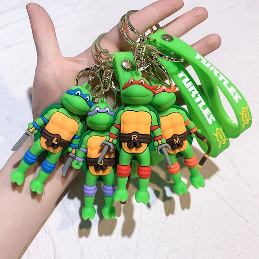 Anime Ninja Turtle Figure Keychain Teenage Mutant Ninja Turtles Raphael Donatello Doll Keyring Car Key Bag Ornament Gift