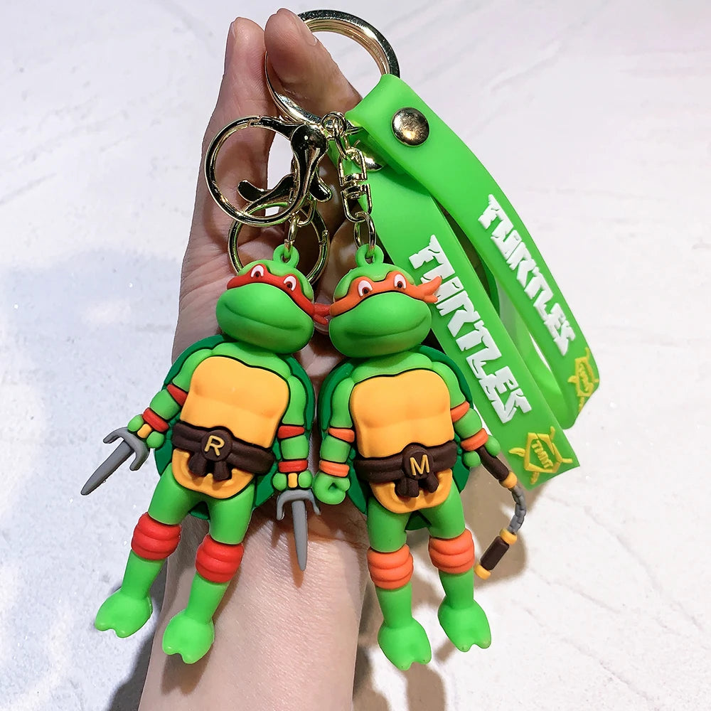 Anime Ninja Turtle Figure Keychain Teenage Mutant Ninja Turtles Raphael Donatello Doll Keyring Car Key Bag Ornament Gift