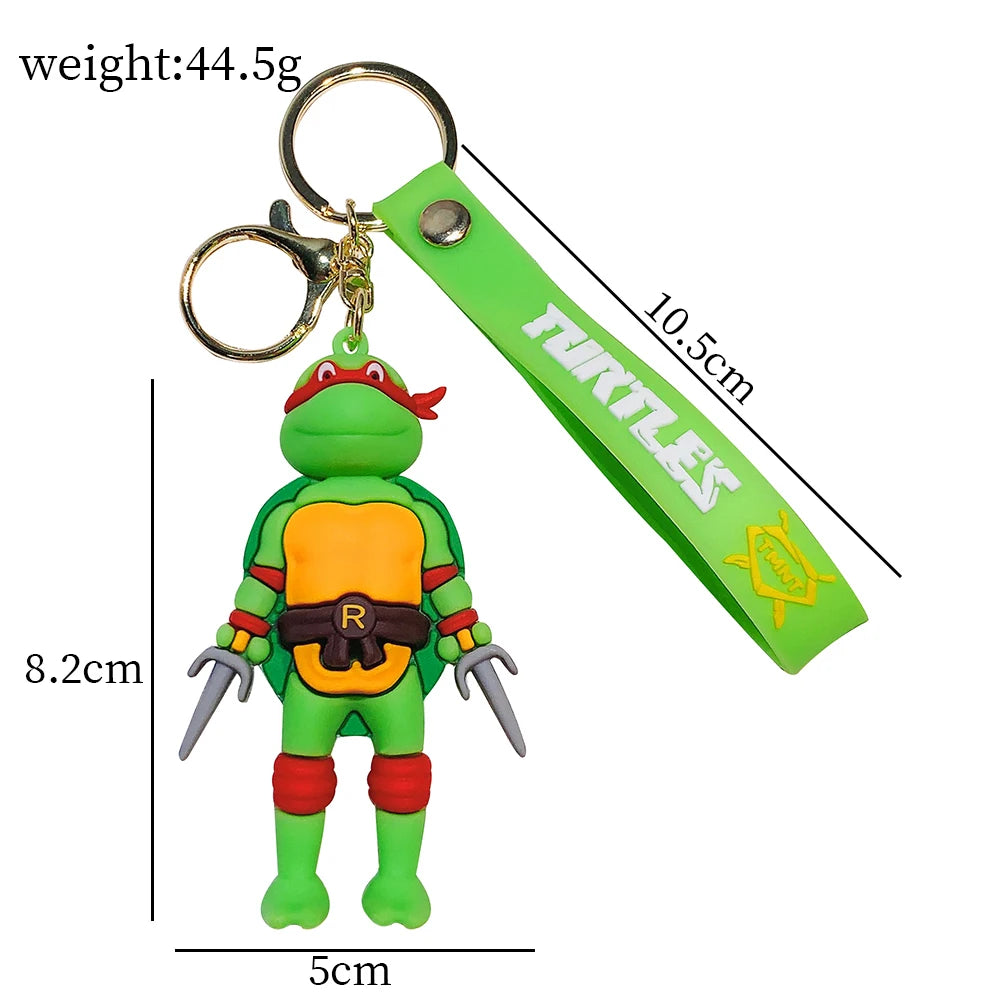 Anime Ninja Turtle Figure Keychain Teenage Mutant Ninja Turtles Raphael Donatello Doll Keyring Car Key Bag Ornament Gift