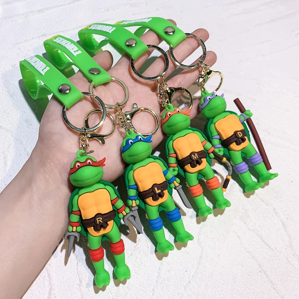 Anime Ninja Turtle Figure Keychain Teenage Mutant Ninja Turtles Raphael Donatello Doll Keyring Car Key Bag Ornament Gift