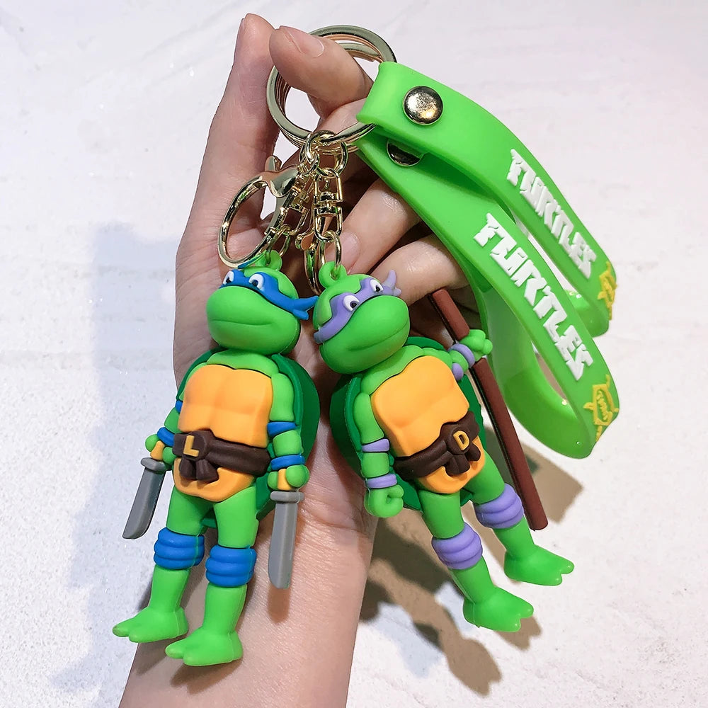 Anime Ninja Turtle Figure Keychain Teenage Mutant Ninja Turtles Raphael Donatello Doll Keyring Car Key Bag Ornament Gift