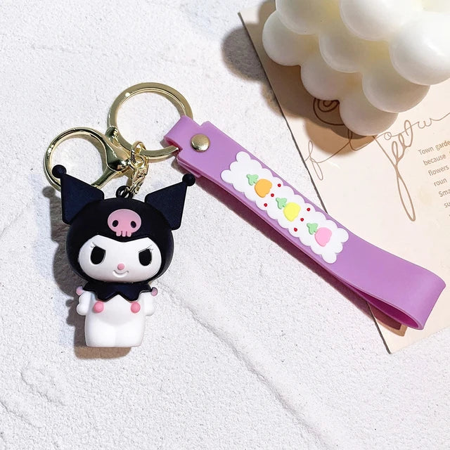 Anime Sanrio Hello Kitty Figures Keychain Kuromi My Melody Action Figural Model PVC Key Ring Cinnamoroll Figurine Birthday Gifts