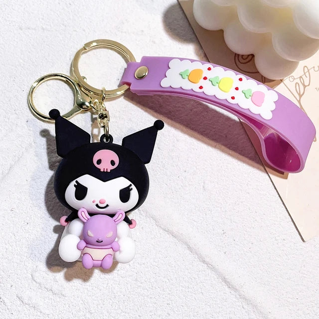 Anime Sanrio Hello Kitty Figures Keychain Kuromi My Melody Action Figural Model PVC Key Ring Cinnamoroll Figurine Birthday Gifts