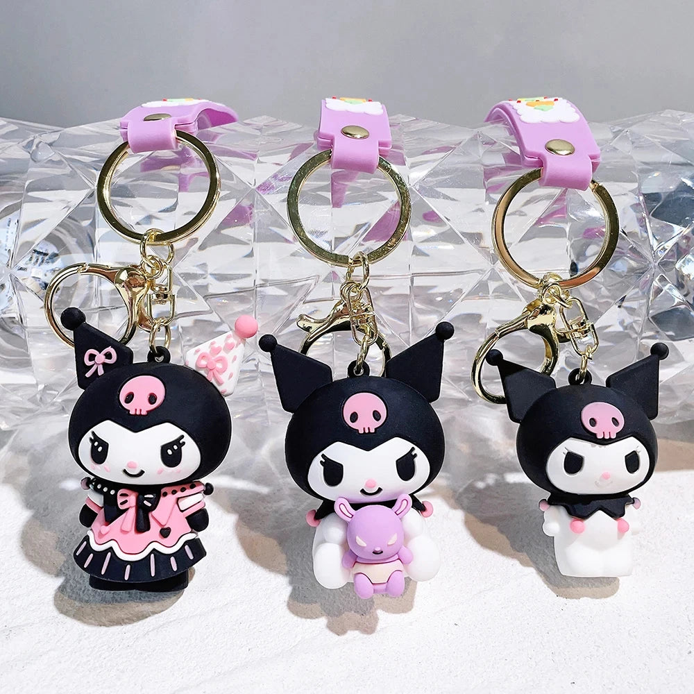 Anime Sanrio Hello Kitty Figures Keychain Kuromi My Melody Action Figural Model PVC Key Ring Cinnamoroll Figurine Birthday Gifts