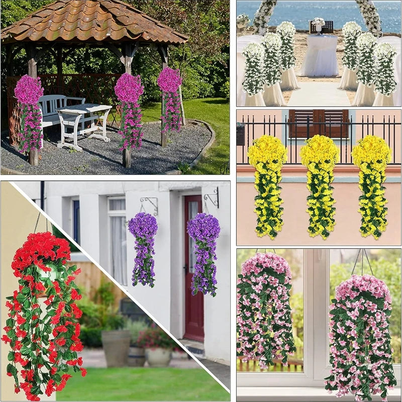 Artificial Flower Silk Violet Wall Hanging Wedding Scene Decoration Christmas Home Potting Outdoor Pavilion Accessories