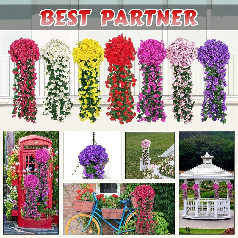 Artificial Flower Silk Violet Wall Hanging Wedding Scene Decoration Christmas Home Potting Outdoor Pavilion Accessories