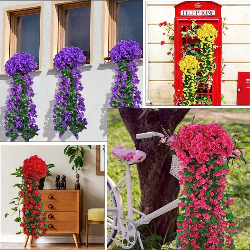 Artificial Flower Silk Violet Wall Hanging Wedding Scene Decoration Christmas Home Potting Outdoor Pavilion Accessories