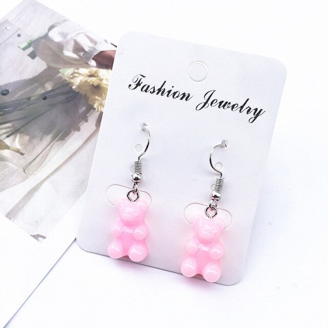 Animal Candy Color 1Pair Drop Earring Colorful Transparency 8 Colors Seaside Cartoon Gifts High Quality Bear Cute Handmade jewelry.