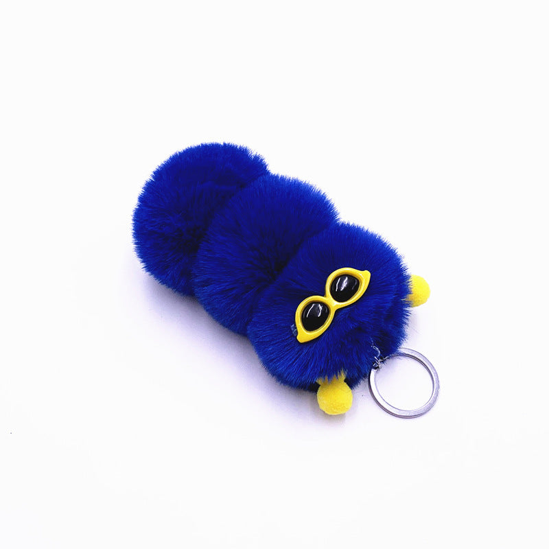 New Cute Caterpillar Key Chain Cute Candy Color Cartoon Plush Bag Pendant Car Key Chain Accessories