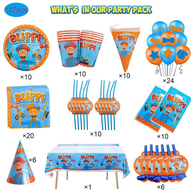 Blippiing English Teacher Birthday Party Decorations Disposable Dinnerware Cup Plate Tablecloth for Kids Baby Shower Supplies