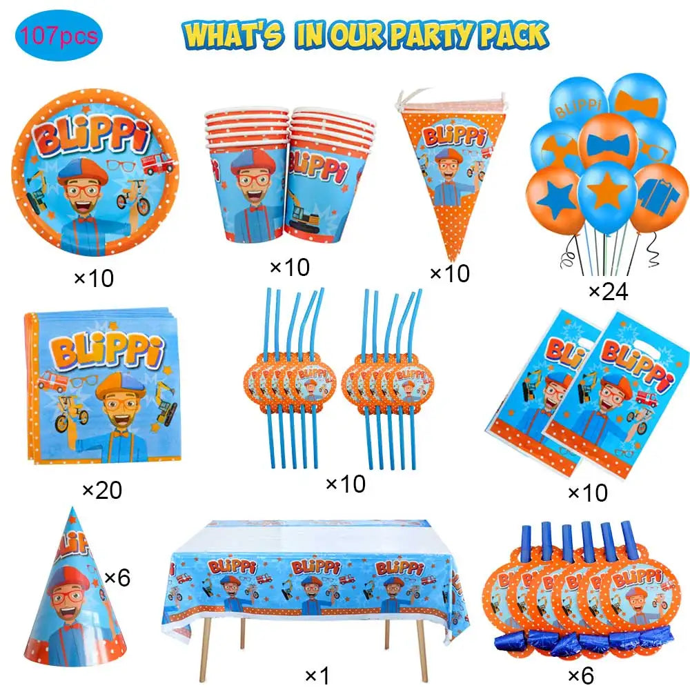 Blippiing English Teacher Birthday Party Decorations Disposable Dinnerware Cup Plate Tablecloth for Kids Baby Shower Supplies