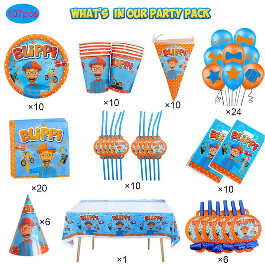 Blippiing English Teacher Birthday Party Decorations Disposable Dinnerware Cup Plate Tablecloth for Kids Baby Shower Supplies