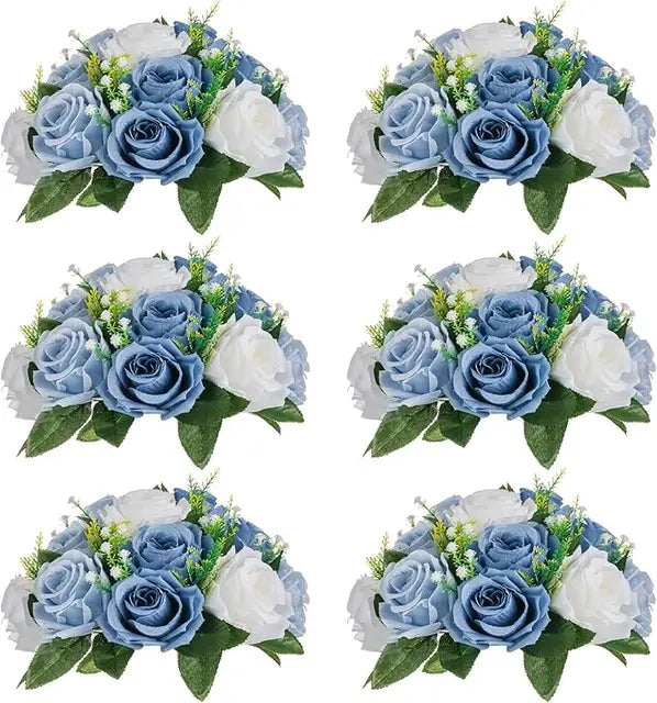 Blue Decoration Artificial Flower Wedding Holiday Kissing Flower Ball Flower Plate Dining Table Plate Party Festival