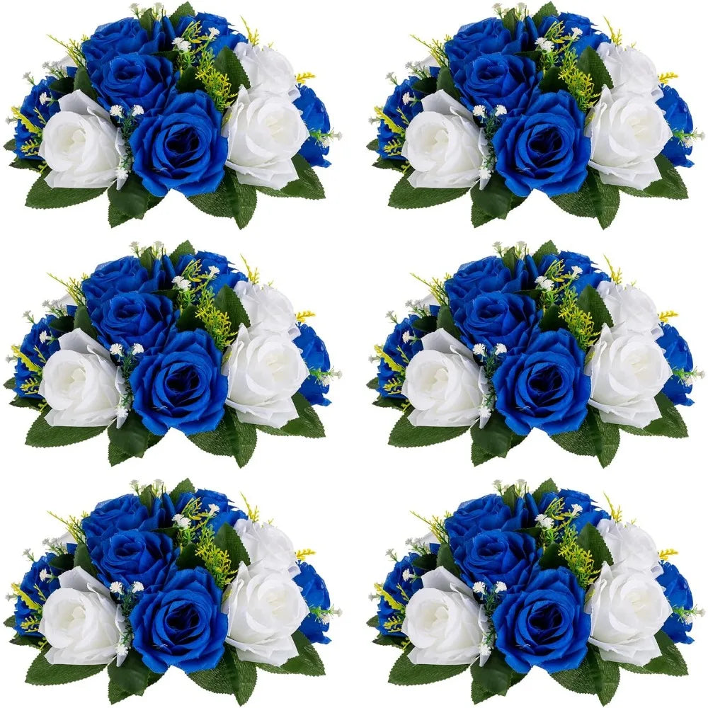 Blue Decoration Artificial Flower Wedding Holiday Kissing Flower Ball Flower Plate Dining Table Plate Party Festival