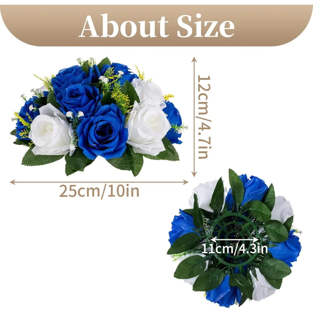 Blue Decoration Artificial Flower Wedding Holiday Kissing Flower Ball Flower Plate Dining Table Plate Party Festival