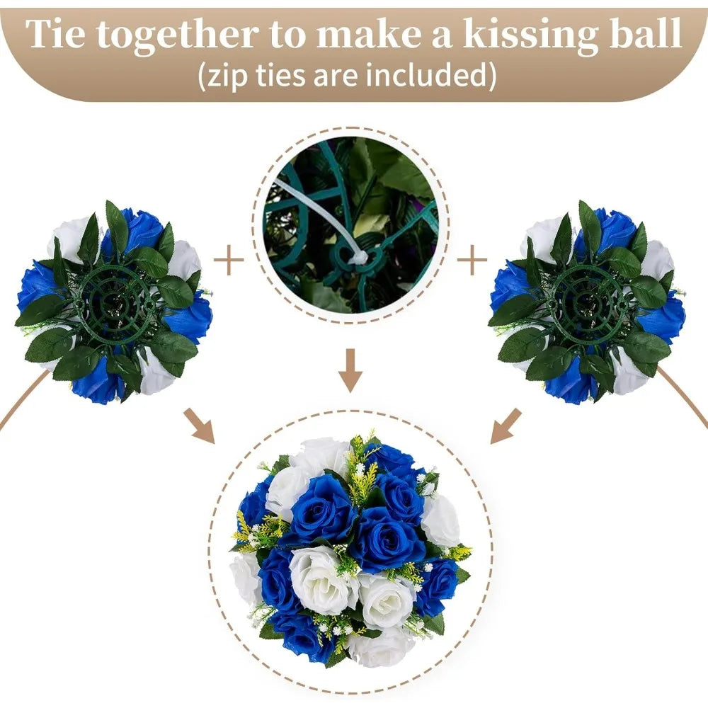 Blue Decoration Artificial Flower Wedding Holiday Kissing Flower Ball Flower Plate Dining Table Plate Party Festival