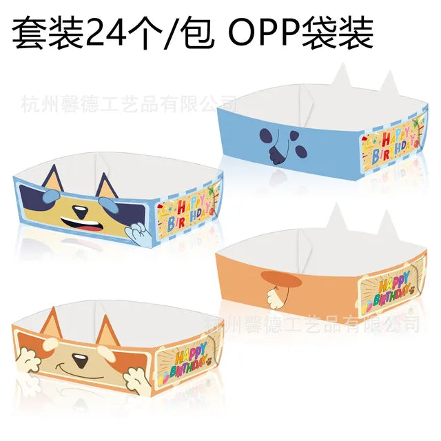 Bluey Family Theme Party Tote Bag Candy Box Gift Box Sticker Folding Paper Bag Snack Tray Popcorn Chip Box Paper Box Tableware