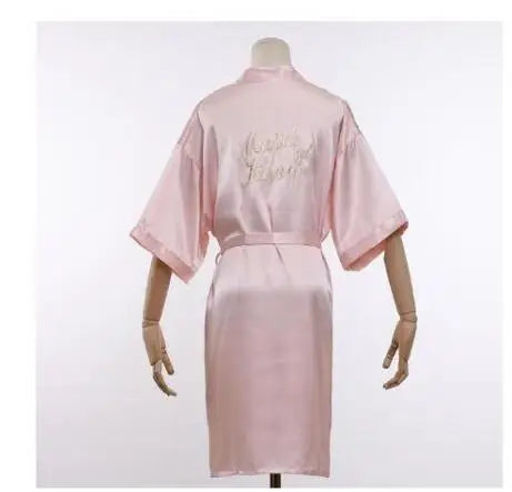 Bride Bridesmaid Wedding Robe Embroidery Kimono Bathrobe Gown Nightgown Casual Satin Short Women Sexy Nightwear Sleepwear