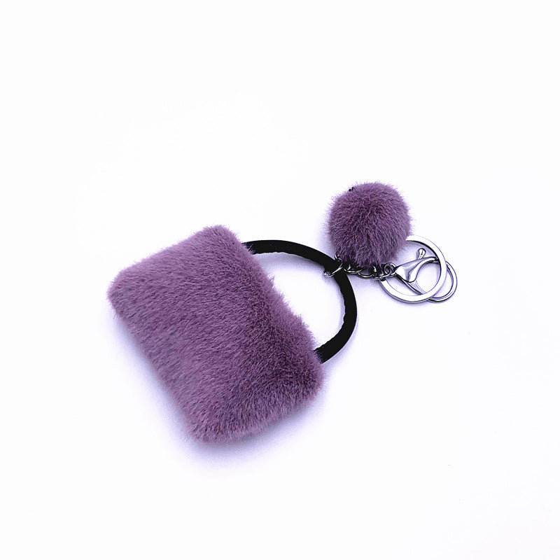 Candy Color Bag Key Chain Cute Plush Car Key Chain Creative Couple Pendant Gift Hair Ball Hanging Accessories