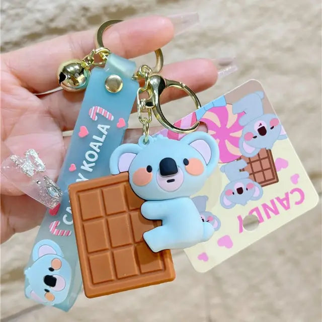 Cartoon Koala Bear Keychain Creative Bags Hanging Pendant For Man Women PVC Candy Doll Car Keyring