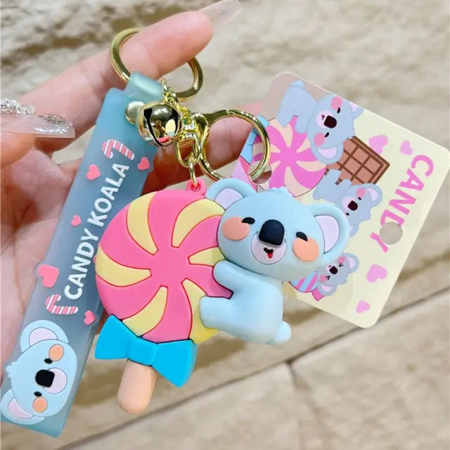 Cartoon Koala Bear Keychain Creative Bags Hanging Pendant For Man Women PVC Candy Doll Car Keyring