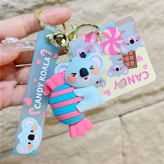 Cartoon Koala Bear Keychain Creative Bags Hanging Pendant For Man Women PVC Candy Doll Car Keyring