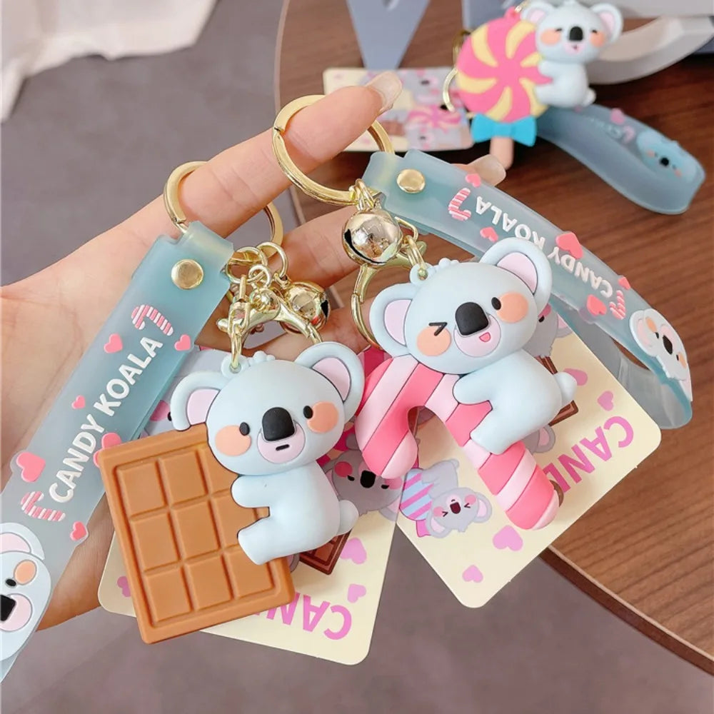 Cartoon Koala Bear Keychain Creative Bags Hanging Pendant For Man Women PVC Candy Doll Car Keyring