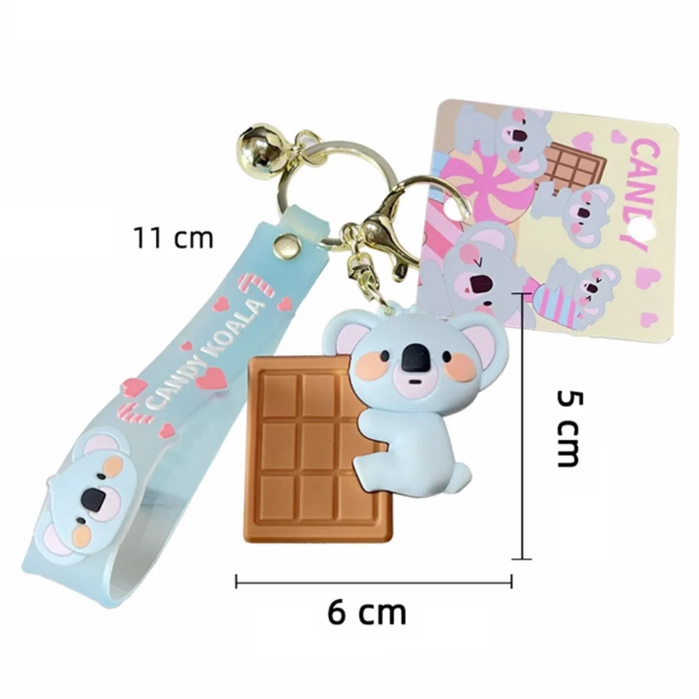 Cartoon Koala Bear Keychain Creative Bags Hanging Pendant For Man Women PVC Candy Doll Car Keyring