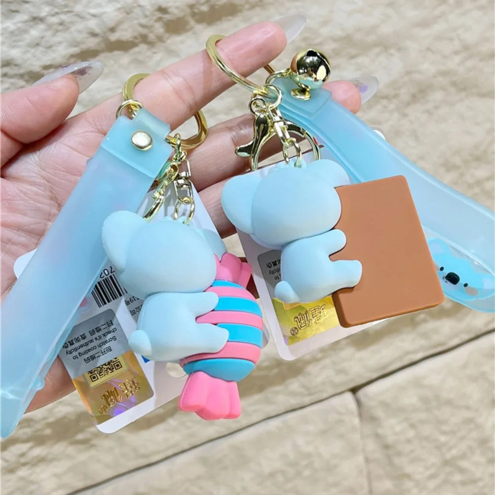 Cartoon Koala Bear Keychain Creative Bags Hanging Pendant For Man Women PVC Candy Doll Car Keyring