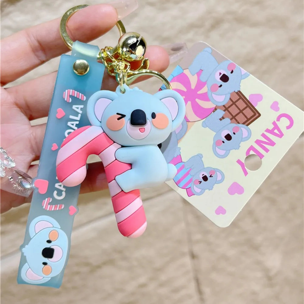 Cartoon Koala Bear Keychain Creative Bags Hanging Pendant For Man Women PVC Candy Doll Car Keyring