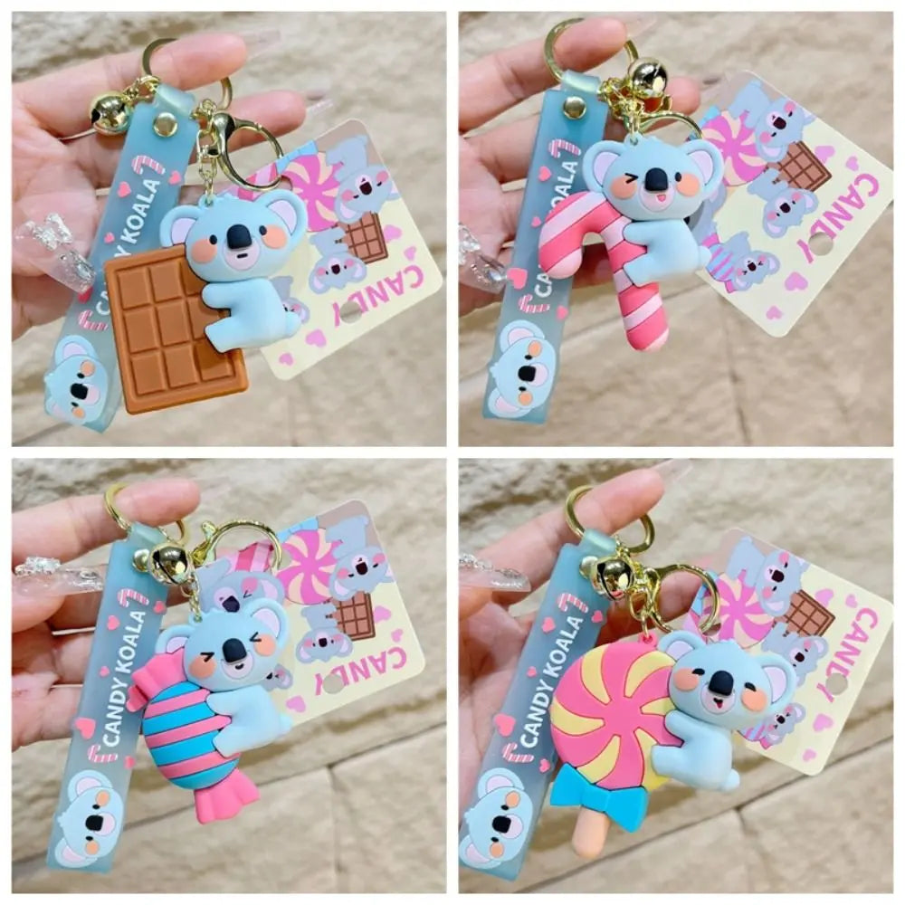 Cartoon Koala Bear Keychain Creative Bags Hanging Pendant For Man Women PVC Candy Doll Car Keyring