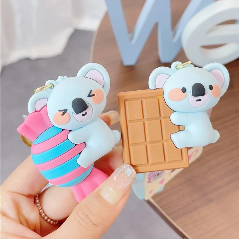 Cartoon Koala Bear Keychain Creative Bags Hanging Pendant For Man Women PVC Candy Doll Car Keyring