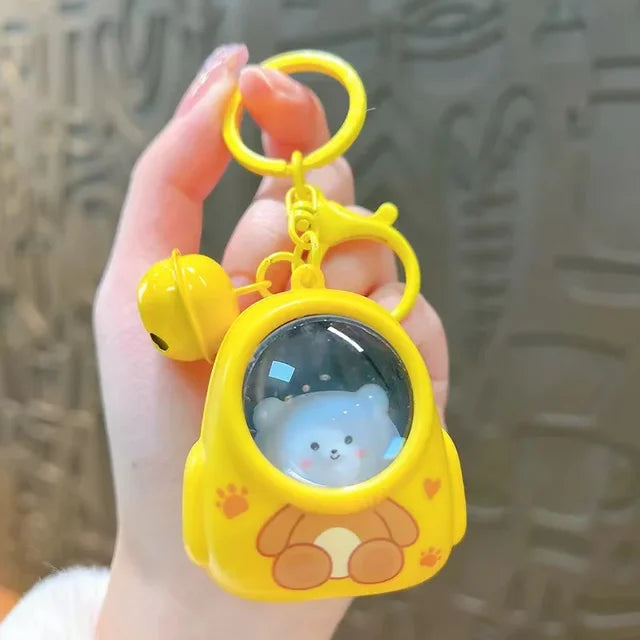 Cartoon Light Space Cat Key chain Creative LED Light SpaceSuit Bear Key ring Pendant Cute Astronaut Little Toy Portable Keychain