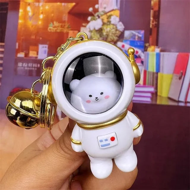 Cartoon Light Space Cat Key chain Creative LED Light SpaceSuit Bear Key ring Pendant Cute Astronaut Little Toy Portable Keychain