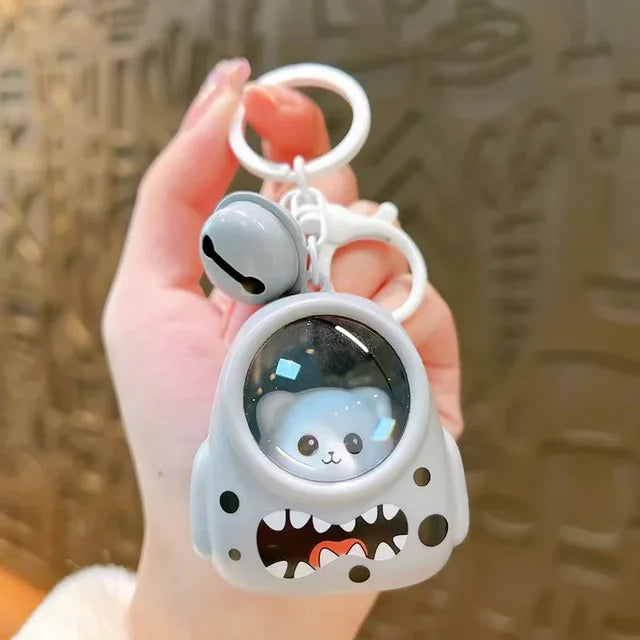 Cartoon Light Space Cat Key chain Creative LED Light SpaceSuit Bear Key ring Pendant Cute Astronaut Little Toy Portable Keychain